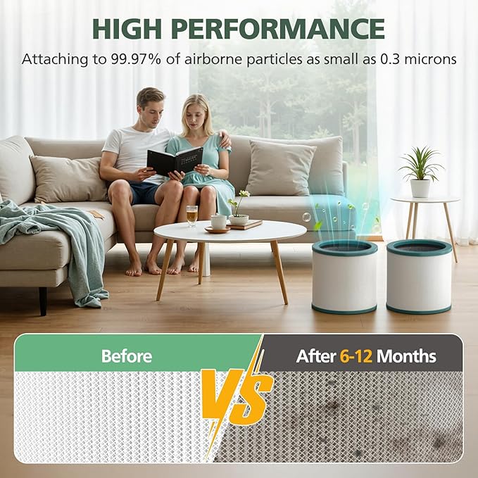 TP01 HEPA Replacement Filter Compatible with Dyson Tower Purifier Pure Cool Link TP01, TP02, TP03, AM11, BP01 Models, Compare to Part 968126-03, 2 Pack