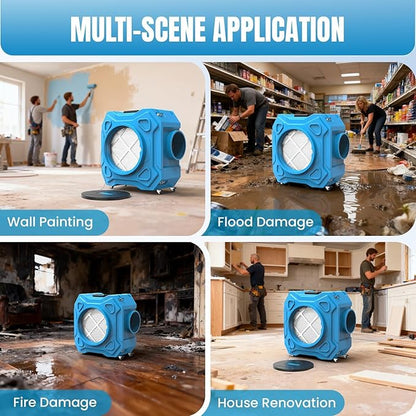Air Scrubber with 3-Stage Filtration, 650CFM HEPA Air Scrubber Negative Air Machine with Lockable 360° Wheels & Auto-Foldable Handle, Portable Heavy Duty Air Cleaner for Home Industrial Commercial Use