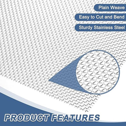 uxcell 8 Mesh 39" x 12" Woven Wire Mesh, 304 Stainless Steel Air Vent Filter Screen, Window Screen Mesh for DIY Projects Vents Cover Filtration Animals Fence