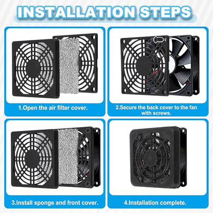 PATIKIL 80mm Fan Filter Grill, 6 Pcs Plastic Ventilation Dustproof Grill Covers Cooling Ventilator with Screws for Industry Workshop Computer Case Refrigerators Air Conditioning, Black