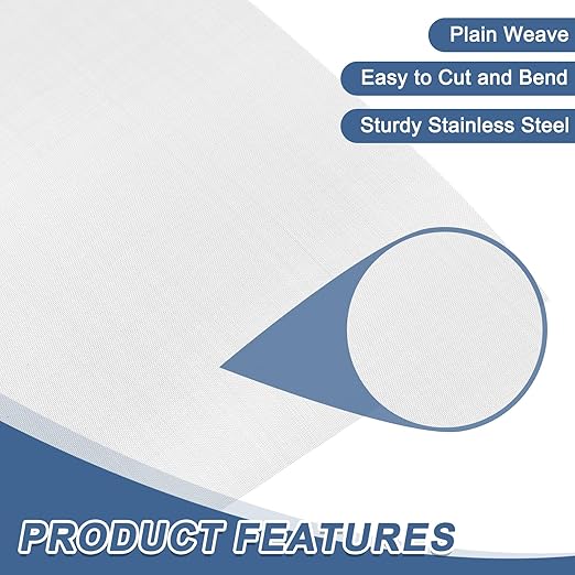 uxcell 80 Mesh 79" x 12" Woven Wire Mesh, 304 Stainless Steel Air Vent Filter Screen, Window Screen Mesh for DIY Projects Vents Cover Filtration Animals Fence