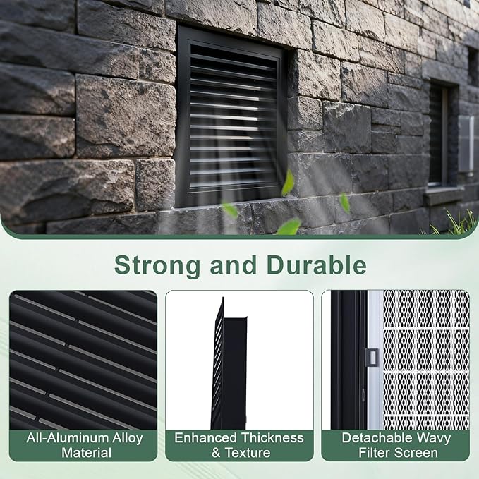 2-Pack Paintable Gable Vents - 18" x 18" Aluminum with Screen, Maximize Ventilation in Attics and Sheds, Vent Opening: 16" x 16"