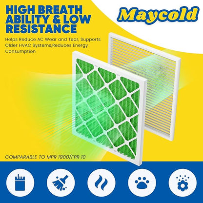 Maycold MERV 13 20x24x1 Air Filter (6-Pack), High-Efficiency Pleated AC & Furnace Filters, Actual Size: 19.70" x 23.70" x 0.75", Individually Wrapped in Plastic