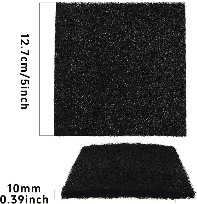 12PCS 5” Square Compost Bin Charcoal Filters, 0.4” Thick Activated Carbon Filters for Kitchen Countertop Compost Pail, Home Bucket Filter Replacements