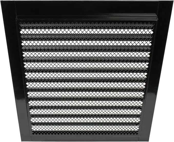 Repa Market 12" x 12" Inch (Inner Dimensions) Galvanized Steel Black Soffit Air Vent Cover - Louvered Square Gable Vent with Mesh Screen - Exhaust/Intake Ventilation Grill - Outdoor Metal Duct Grate