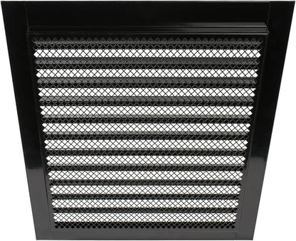 Repa Market 12" x 12" Inch (Inner Dimensions) Galvanized Steel Black Soffit Air Vent Cover - Louvered Square Gable Vent with Mesh Screen - Exhaust/Intake Ventilation Grill - Outdoor Metal Duct Grate