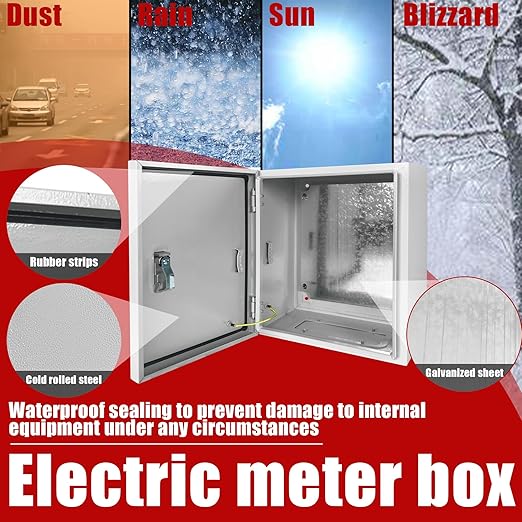 Electrical Box 12 x 10 x 6 Inch Indoor Outdoor Electrical Enclosure Box Steel Junction Box Wall Mounted Universal Electrical Project Box with Safety Locks and Mounting Plates