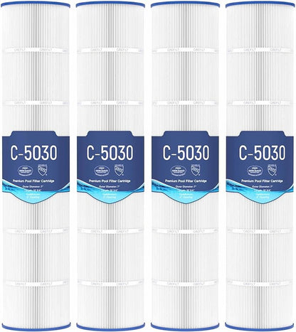 C5030 Pool Filter Cartridges, Compatible with Hayward SwimClear C5030, C5020, C5025, Replaces Hayward CX1280XRE, Pleatco PA131-PAK4, Unicel C-7494, Filbur FC-1227, 131 sq. ft, 4-Pack