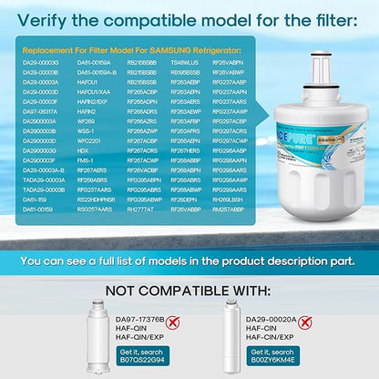 ICEPURE Alkaline DA29-00003G Refrigerator Water Filter Replacement for Samsung DA29-00003A, DA29-00003B, Aqua-Pure Plus, HAFCU1, FMS-1 WSS-1 WF289 RFG237AARS RS22HDHPNSR RSG257AARS, Enhances PH, 4Pack