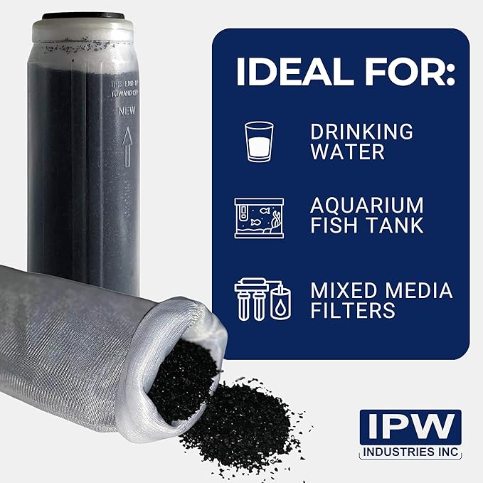 IPW Industries Bulk Activated Carbon - Coconut Shell Granular Activated Charcoal (GAC) for Water Filtration - Replacement Media for Pre and Post Carbon Water Filters (25 lbs)