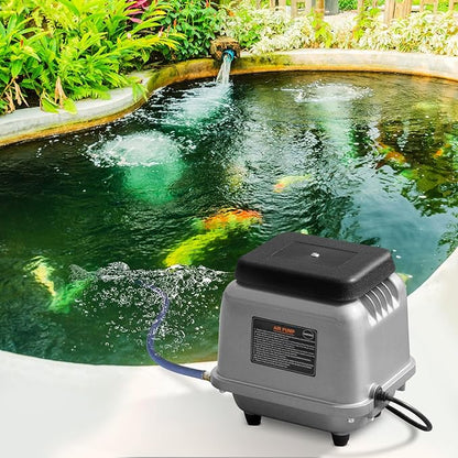 VEVOR Linear Air Pump, 90L/Min Air Flow Septic Aerator Pump, Aeration System for 1/4 Acre 10 FT Deep Ponds, Water Gardens, Waste Treatment, Septic Tanks, Aquariums, Seafood Restaurants, Fish Farms