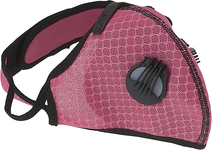 ASA Techmed Reusable Dual Air Breathing Valve Face Mask Cover with Activated Carbon Filter (Pink Cycling)