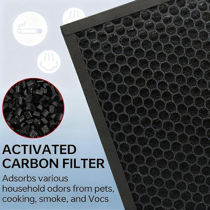 KVV H13 True HEPA Air Filter, 4-Stage Air Purifier Filter with Activated Carbon, For Large Room Filter Pollen Smoke Dust Pet Dander, Compatible with KVV Air Purifier