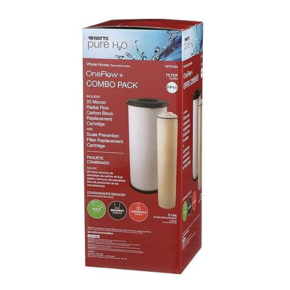 Watts Premier Cartridge Combo Water Replacement Pack, 1 Radial Flow Carbon Block Cartridge and 1 TAC Cartridge for OneFlow Plus System, OFPSYS, Reduce Chlorine Taste and Odors
