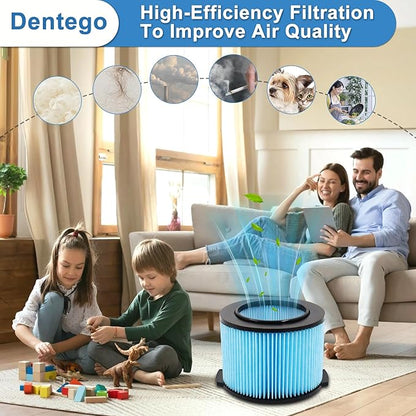 4 Pack VF3500 Replacement Filter for Shop Vacuum 3-4.5 Gallon Wet Dry Vacuums, 3-Layer Filters for WD4050, WD3050, WD4080, WD4522, 4000RV, 4500RV