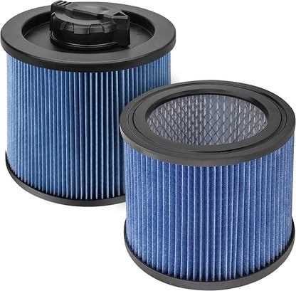 Fette Filter - DXVC4002 High Efficiency Cartridge Filter Replacement Compatible with Compatible with DeWalt DXV04T, DXV05P, DXV05S, DXV08S, DXV06G 4 Gallon Wet/Dry Vacuum Cleaners - Pack of 2