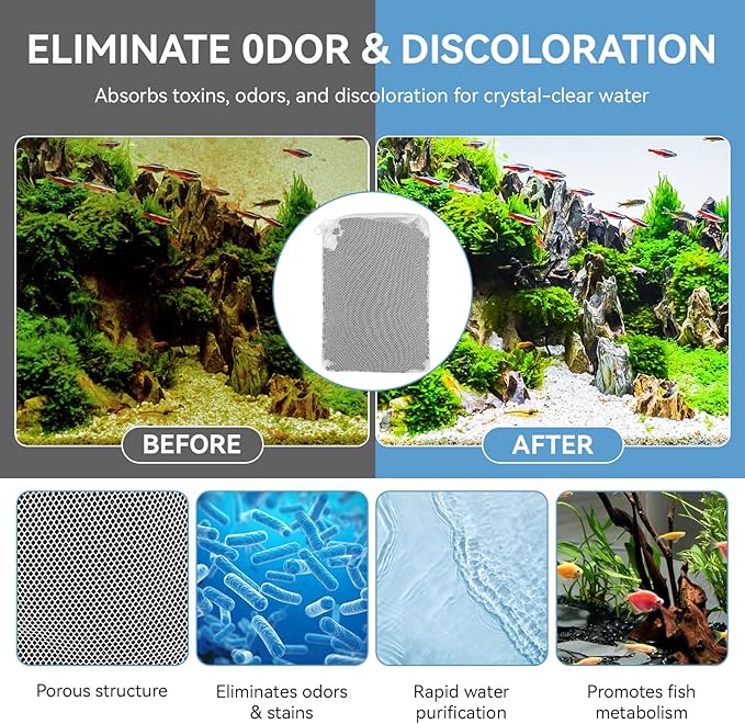 6 Pack Aquarium Activated Carbon Bags, Chemical Aquarium Filter Media, Activated Charcoal Fit for Marineland All C-Series and Magniflow Canister Filters, Rite-Size S, T and X, Fish Tank Carbon Filte