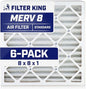 Filter King 8x8x1 Air Filter | 6-PACK | MERV 8 HVAC Pleated A/C Furnace Filters | MADE IN USA | Actual Size: 8 x 8 x .75"