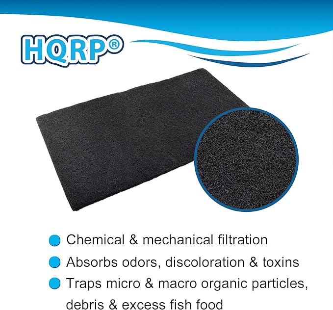 HQRP Cut to fit Activated Carbon Filter Media Pad 18x10 for Aquariums, Terrariums, Hydroponic Systems and Pond, Compatible with Deep Blue Professional ADB41002 Carbon Pad Replacement