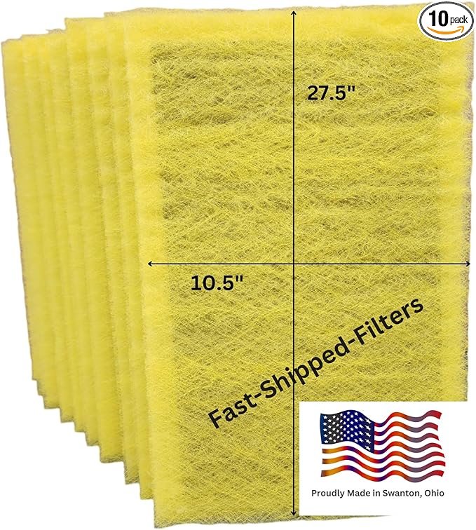Fast-Shipped-Filters 10 Pack 12x30 Replacement Filter Pads Compatible with MicroPower Guard One Hour Air Cleaner Refill Yellow (10, Yellow, 12x30)