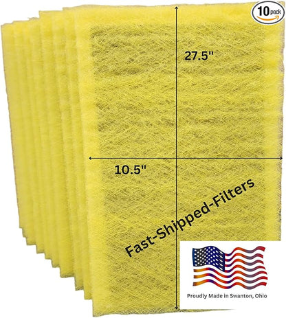 Fast-Shipped-Filters 10 Pack 12x30 Replacement Filter Pads Compatible with MicroPower Guard One Hour Air Cleaner Refill Yellow (10, Yellow, 12x30)