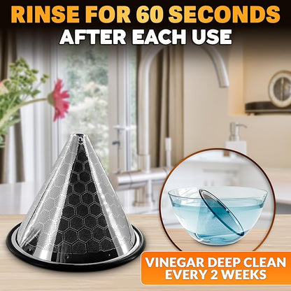 Stainless Steel Pour Over Coffee Filter Compatible with Hario V60 and Chemex Coffee Filter - Reusable 1-2 Cup Paperless Coffee Maker - Easy to Clean Fine Mesh for Smooth Extraction and Rich Flavor