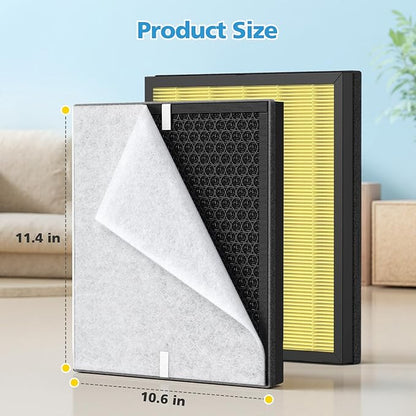 2 Pack PR1 Replacement Filter for Mooka Mode PR1 Air Purifier, H13 True HEPA Filter for Home Large Room up to 2200sq.ft, 4Pcs Washable Pre Filter Removes Pollen Dander Smoke Pet Hair Dust, Yellow