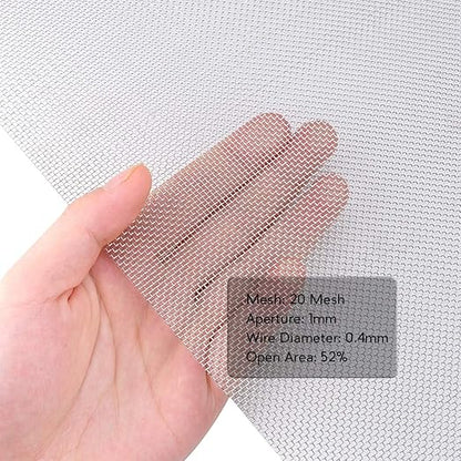 Valchoose 2PACK Stainless Mesh Screen 12”X24”(305mmX610mm), 20 Mesh 304 Steel Woven Wire Mesh, 1mm Hole Sturdy Easy to Cut Never Rust for Window Screen, Vent, Cage, Garden