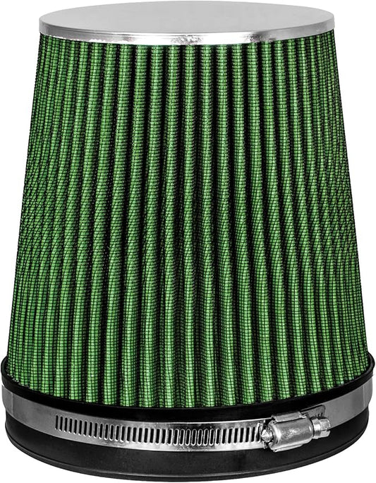 Mortar Aftermarket Auto Air Filter – 6 In Flange ID Car Enthusiast Class Universal Cold Air Intake Gulps in More Air for More Engine Power & Passionate Induction Sound, Length 6 In, Green