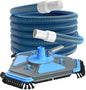 UIRWAY Upgrade Pool Vacuum Head with Side Brush & 360° Swivel Cuff, 1-1/2" x 30 Ft Heavy Duty Manual Kink-Resistant Vacuum Hoses, Weighted Triangular Shape for Inground & Above Ground Pool(No Pole)