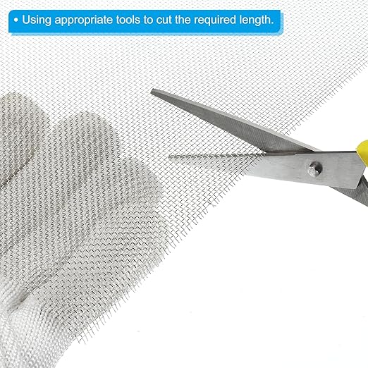 PATIKIL 40" L x 16" W Woven Wire Mesh, 18 Mesh 304 Stainless Steel Air Vent Filter Screen with Gloves for Window Security Vent Cover Filtration Animals Fence