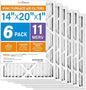 LotFancy 14x20x1 Air Filter MERV 11 6-Pack, Electrostatic Pleated AC Furnace Air Filter, Captures Dust, Smog & Pet Dander, Actual Size: 13.75"x19.75"x0.75"