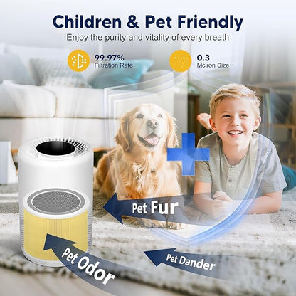 Core 200S Pet Care Replacement Filter Compatible with LEVOIT Core 200S and Core 200S-P Smart WiFi Air Purifier, 3-in-1 H13 True HEPA Activated Carbon Filter, Core 200S-RF-PA, Yellow, 4 Pack