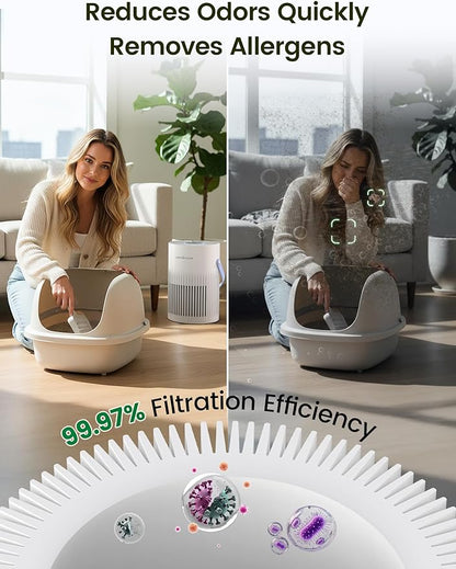 Jafända Air Purifers for Home, Hepa Air Purifier for Bedroom, Air Cleaner for Pet Dander, Quiet Sleep Mode, Portable Air Purifier for Office, Odor, Dust, Smoke