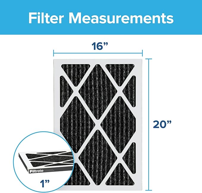 Filtrete 16x20x1 Air Filter, MPR 1200, MERV 11, Allergen Defense Odor Reduction 3-Month Pleated 1-Inch Air Filters, Pack of 2
