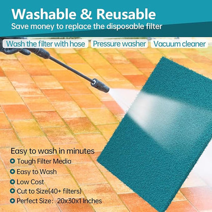 Reusable Air Filter 20x30, High Air Flow Cut to Fit Furnace Filters, MERV 6 Replacement Filter for HVAC, RV, Washable Replacement Air Conditioner Filters, 24 PCs Hooks(Actual 20x30x0.7 in.)