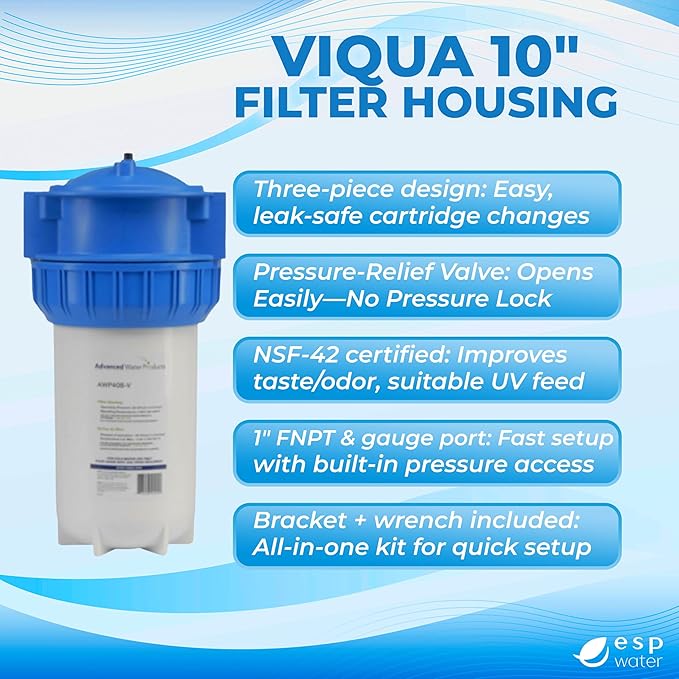 Viqua AWP40B-V Filter Housing Kit with Bracket and Wrench – Durable, Universal Water Filter Housing for Easy Installation and Maintenance, 4.5 x 10 Inch Filters