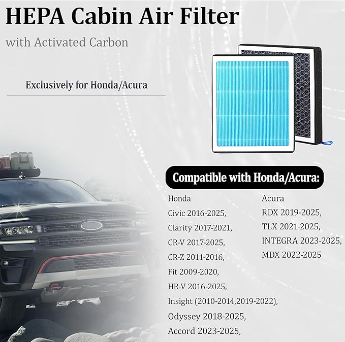 CF11182 Cabin Air Filter With Activated Carbon For Accord, Civic, CR-V, HR-V, CR-Z,Insight, Fit,Odyssey, Pilot, Clarity, Acura,Integra, MDX, RDX, TLX 2009-2025