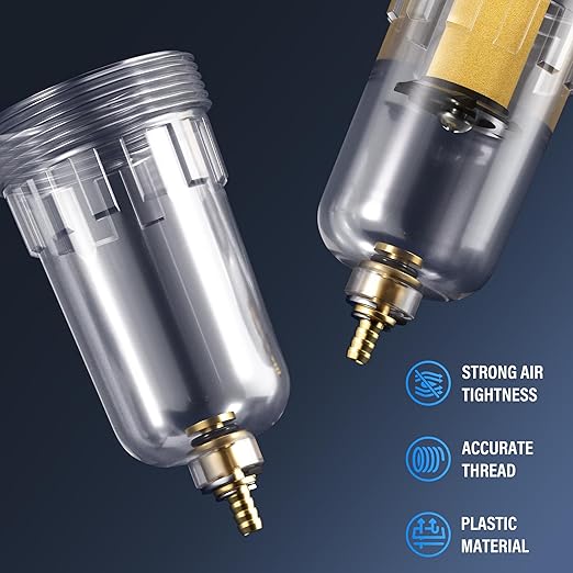 TAILONZ PNEUMATIC 1/4 Inch NPT 2 in 1 Air Filter Pressure Regulator Combo Piggyback, Air Tool Compressor Filter with Gauge AF2000+AR2000