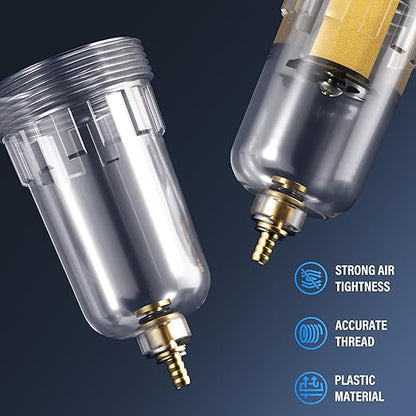 TAILONZ PNEUMATIC 1/4 Inch NPT 2 in 1 Air Filter Pressure Regulator Combo Piggyback, Air Tool Compressor Filter with Gauge AF2000+AR2000