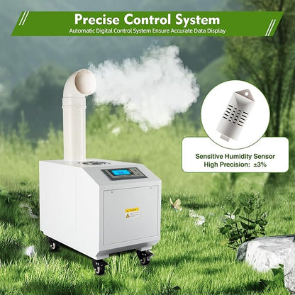 300W Agricultural Ultrasonic Humidifier, Automatic Ultrasonic Industrial Atomizer Air Humidifier Sprayer with Humidity Sensor & Water Filter, Agricultural Atomizer Cooler, 160m³/h, 2.64Gal