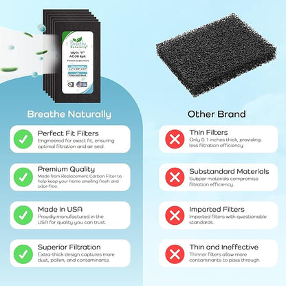 Breathe Naturally - Carbon Filters Compatible with Idylis F AC-38 Series Air Purifiers - Made for Idylis F AC-38/560885 Series - Made in USA - Odor Control for Air Purifiers(6 Pack Carbon Filter)