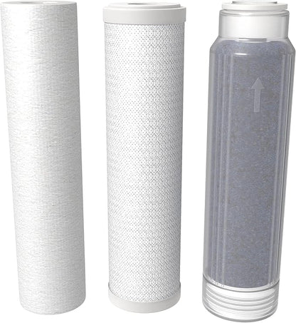 Aquatic Life 10-Inch Sediment, Carbon Block and Mixed-Bed Color Changing Deionization Resin Filters, RODI Reverse Osmosis Deionization Water Filter Replacement Cartridges Kit