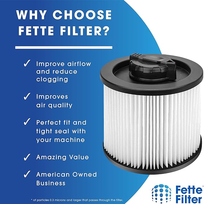 Fette Filter - DXVC4001 HEPA Filter Compatible with DEWALT DXV04T DXV05P DXV05S DXV08S DXV06G Wet Dry Shop Vacuums. Compare to Part# DXVC4001 - Pack of 2
