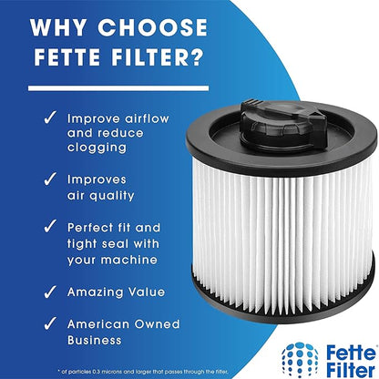 Fette Filter - DXVC4001 HEPA Filter Compatible with DEWALT DXV04T DXV05P DXV05S DXV08S DXV06G Wet Dry Shop Vacuums. Compare to Part# DXVC4001 - Pack of 2