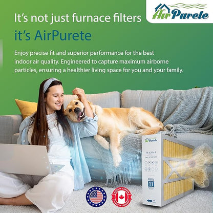 M0-1056 Replacement Filter | AirPurete AP-M016205 | Actual Size 15-3/8" x 21-7/8" x 5-1/4" (16x20x5) | Merv 11 | Pack of 2 | Manufactured in Canada