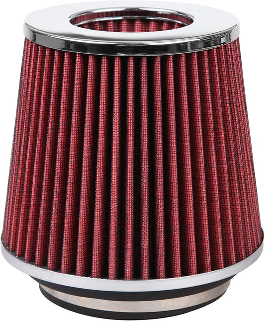 Cartman Clamp-On Engine Air Filter, Fit Intake Tube with 3/3.5/4in Diameter, Premium High Performance Replacement Filter, Washable and Reusable, Round Tapered, Red