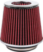 Cartman Clamp-On Engine Air Filter, Fit Intake Tube with 3/3.5/4in Diameter, Premium High Performance Replacement Filter, Washable and Reusable, Round Tapered, Red