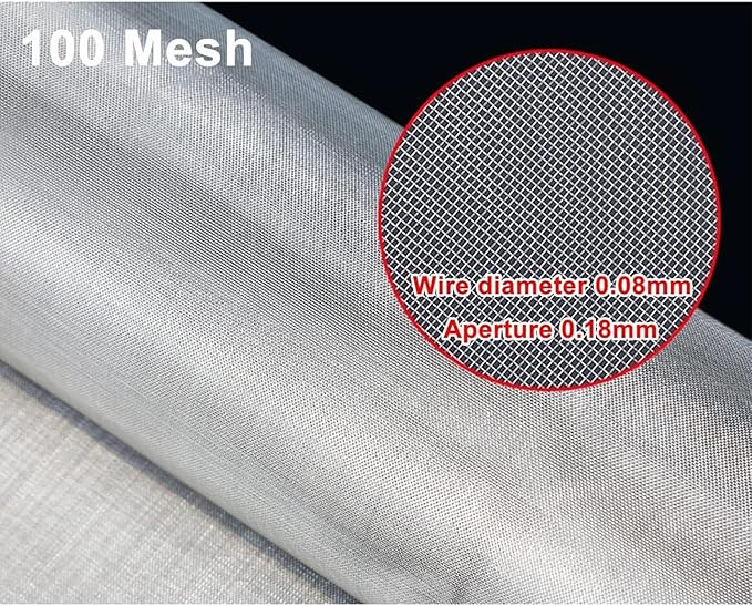 304 Stainless Steel Fine Mesh Screen 100 Mesh, Metal Wire Filter Cloth Sheet, Multi-Purpose Filtration Panel, Home Commercial Utility, Flexible Cutting