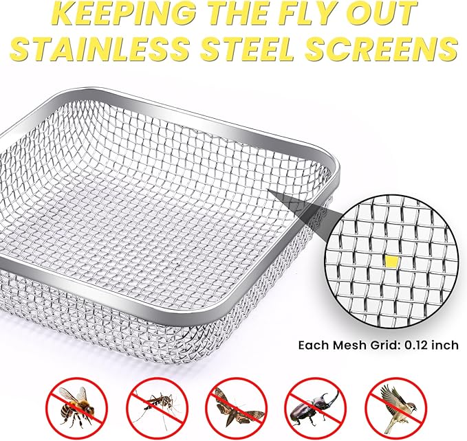 SheeChung RV Furnace Vent Screen, Flying Insect Screen Water Heater Cover for Camper, 4.5 x 4.5 x 1.3 Inch and RV Water Filter 4 Pack with Flexible Hose Protector